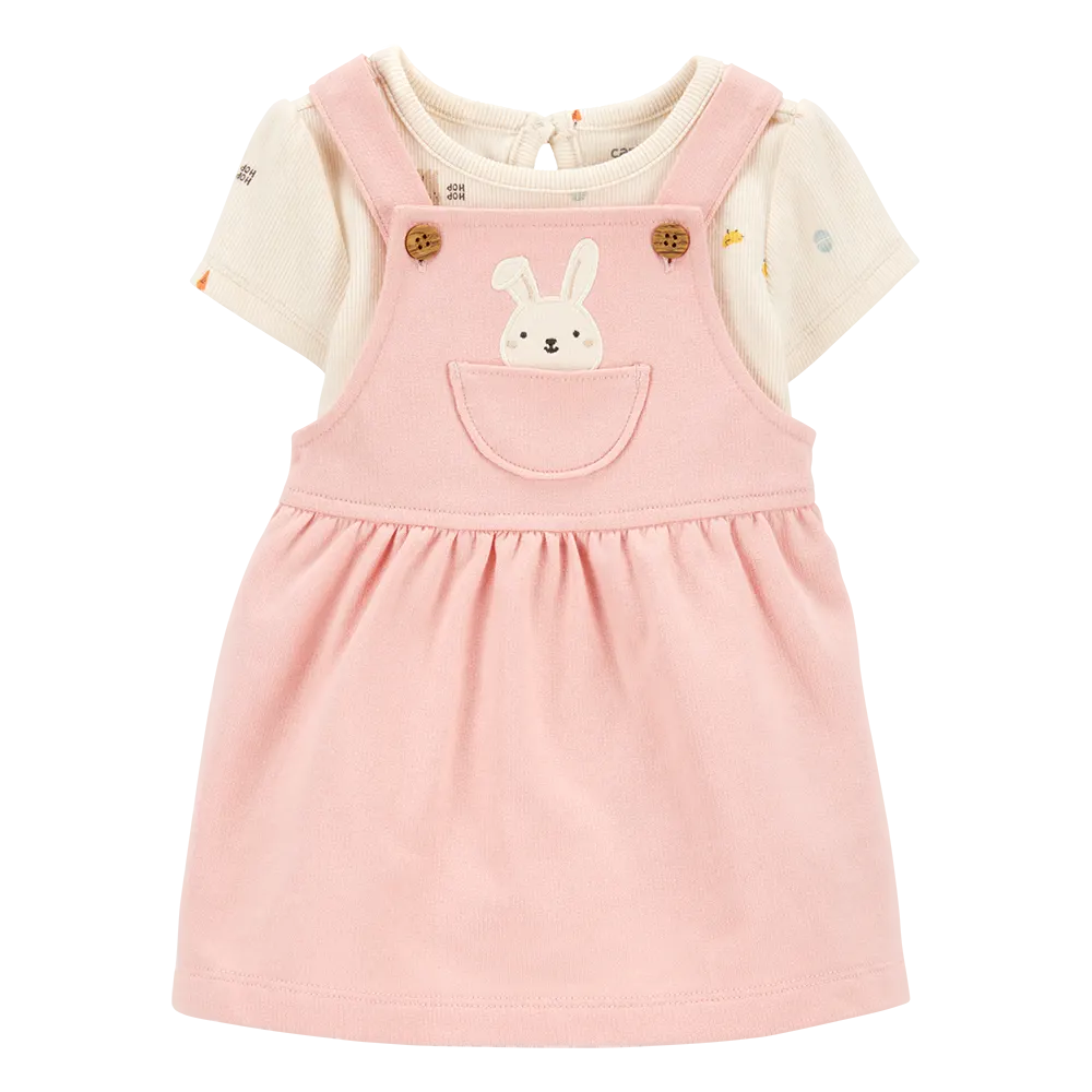 Ensemble 2 pièces body et salopette lapin bébé