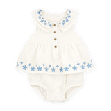Robe-body brodée florale bébé fille - Ivoire