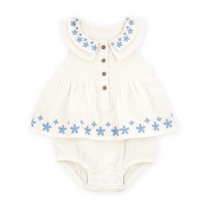 Carter's Baby Girl Embroidered Bodysuit Dress - Ivory Floral