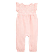 Combinaison en gaze de coton bébé fille - Rose