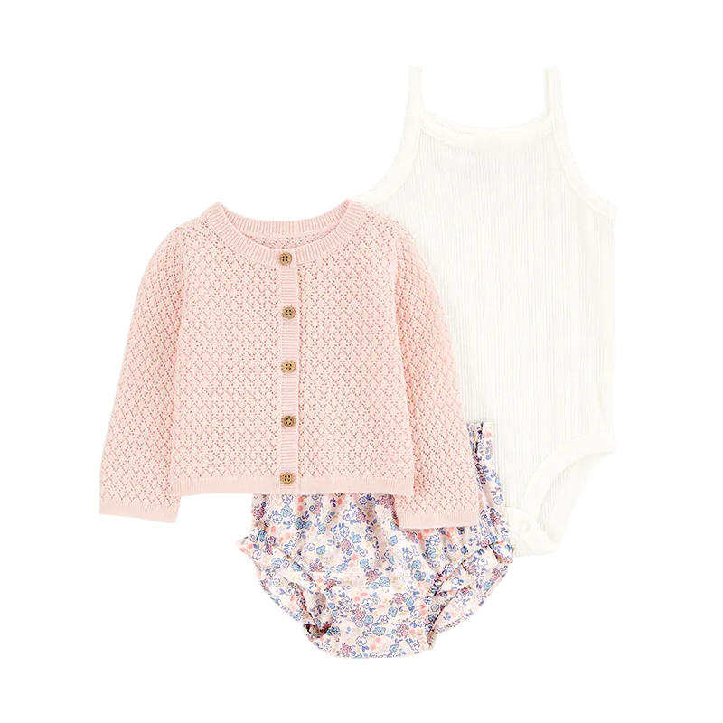 Ensemble 3 Pièces Cardigan Bébé Fille Carter's - Floral