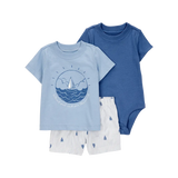 Ensemble 3 pièces voilier pour bébé garçon - Coton