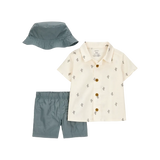 Ensemble 3 pièces short et chapeau cactus bébé garçon