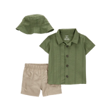 Ensemble 3 pièces short et chapeau bébé garçon