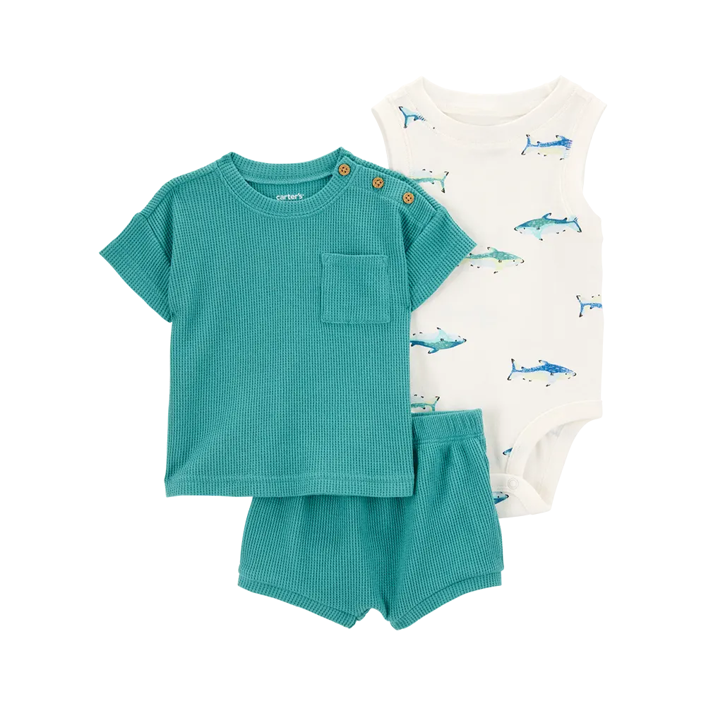 Ensemble 3 pièces requin pour bébé garçon