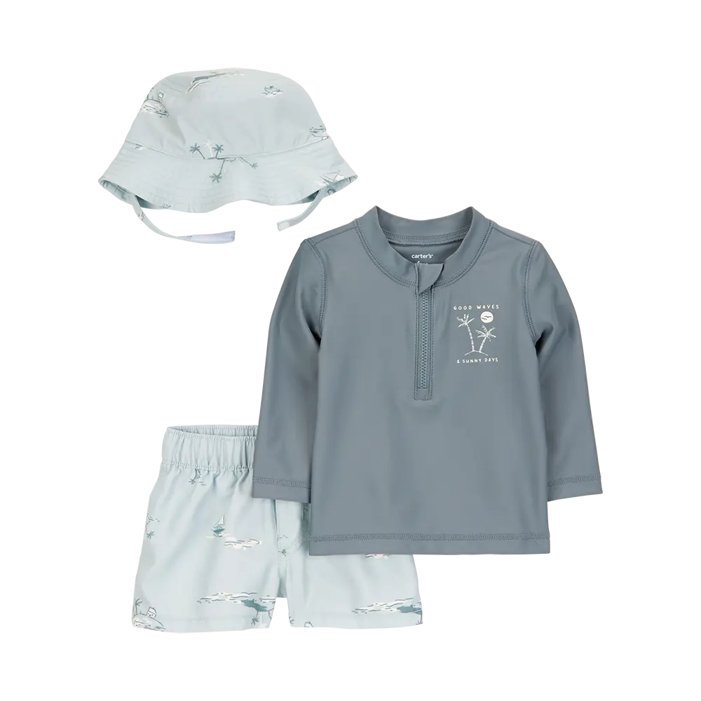 Ensemble maillot de bain anti-UV 3 pièces bébé garçon