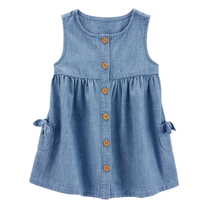 Carter's Baby Girl Solid Cotton Dress - Blue