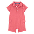 Barboteuse polo en coton bébé garçon - Rouge