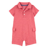 Barboteuse polo en coton bébé garçon - Rouge