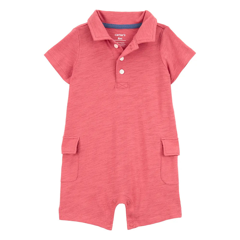 Barboteuse Polo en Coton Bébé Garçon Carter's - Rouge
