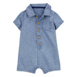 Barboteuse polo en chambray bébé garçon - Coton