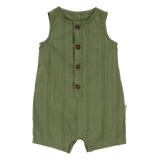 Barboteuse boutonnée en coton bébé garçon - Vert