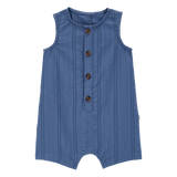 Barboteuse boutonnée en coton bébé garçon - Bleu