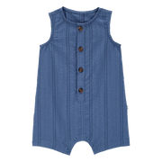Barboteuse boutonnée en coton bébé garçon - Bleu