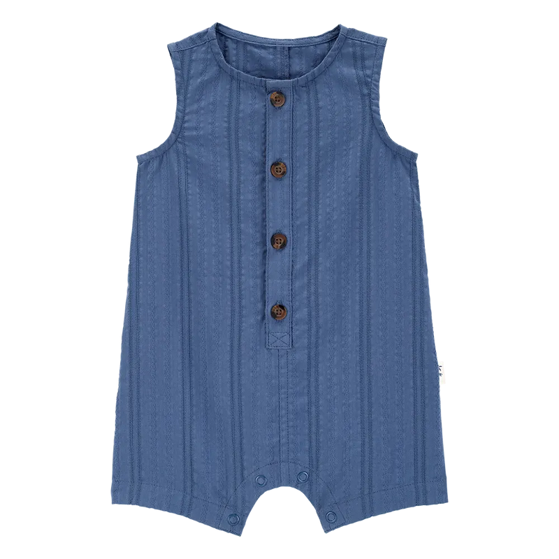 Barboteuse Boutonnée en Coton Bébé Garçon Carter's - Bleu