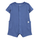 Barboteuse à manches courtes bébé garçon - Bleu marine