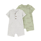 Lot de 2 barboteuses en coton bébé garçon