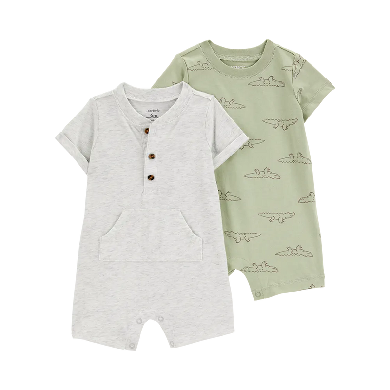 Lot de 2 Barboteuses en Coton Bébé Garçon Carter's - Gris & Vert