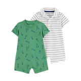 Lot de 2 barboteuses en coton bébé garçon