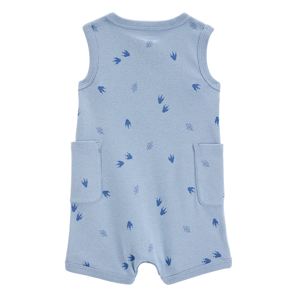 Barboteuse en coton dinosaure bébé garçon - Bleu