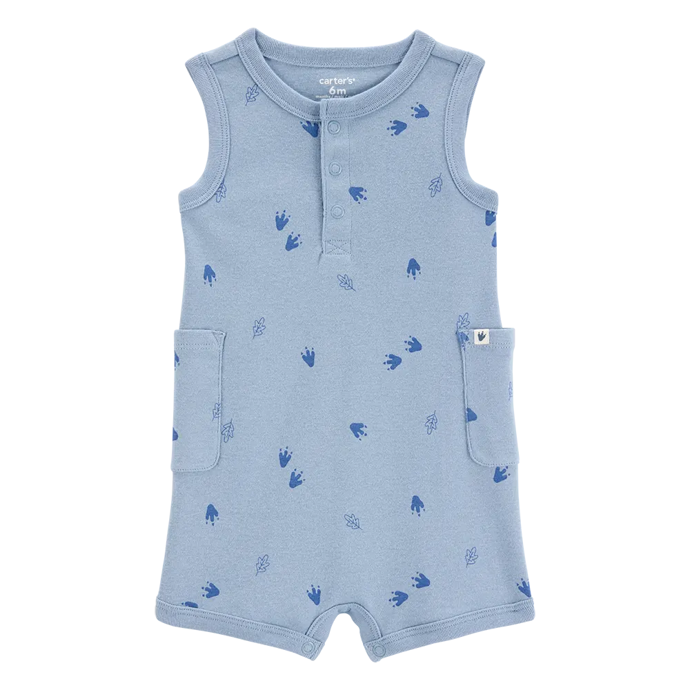 Barboteuse en coton dinosaure bébé garçon - Bleu