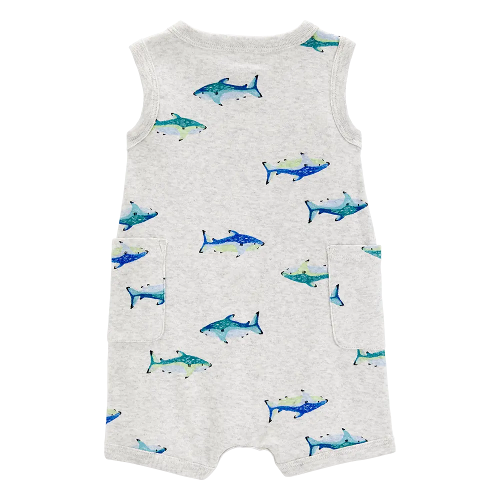 Barboteuse en coton mélangé poisson bébé garçon
