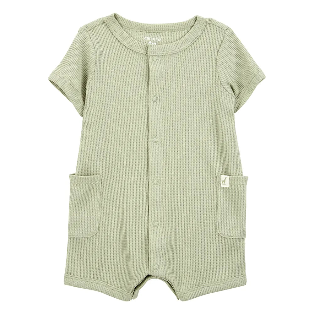 Barboteuse à manches courtes bébé garçon - Olive