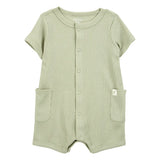 Barboteuse à manches courtes bébé garçon - Olive