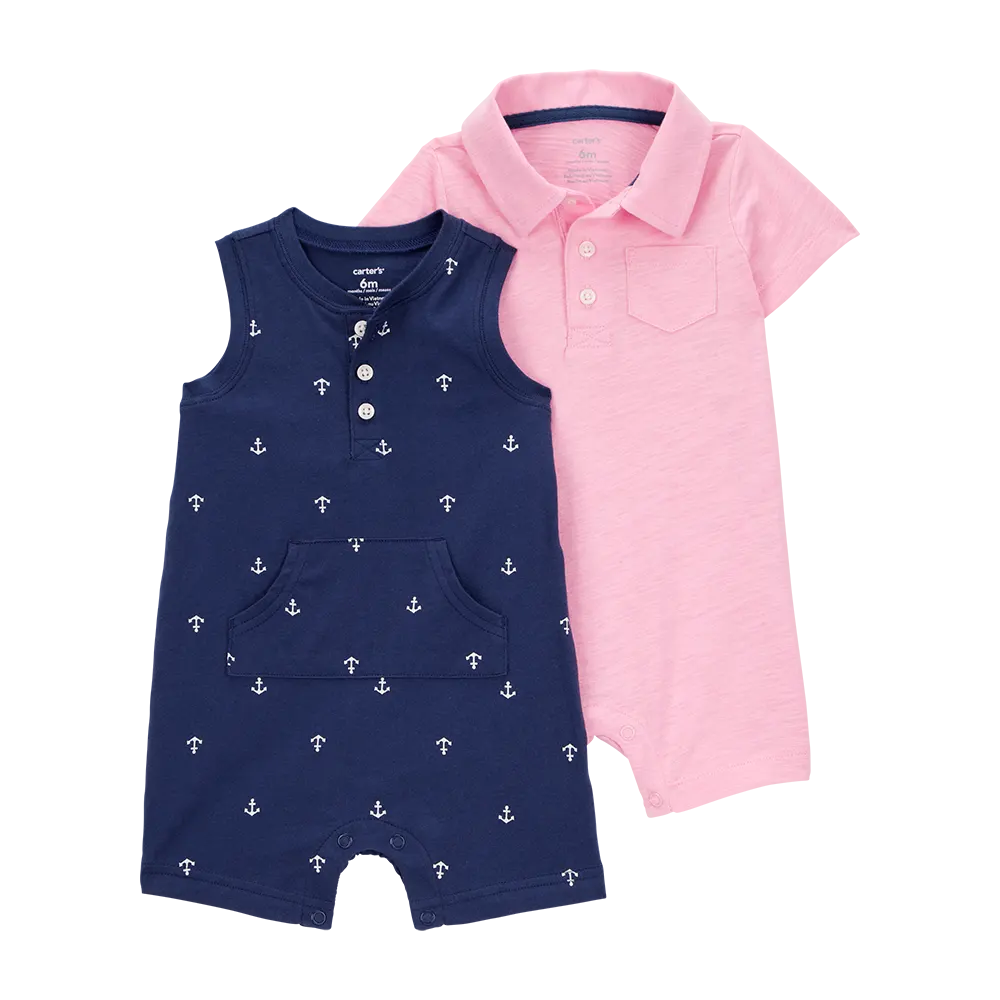 Lot de 2 barboteuses polo pour bébé garçon