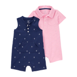 Lot de 2 barboteuses polo pour bébé garçon