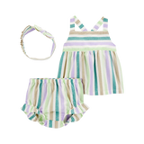Ensemble 3 pièces rayé pour bébé fille - Coton