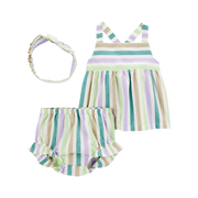 Ensemble 3 pièces rayé pour bébé fille - Coton