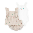 Ensemble 3 pièces cerise et rayures bébé fille