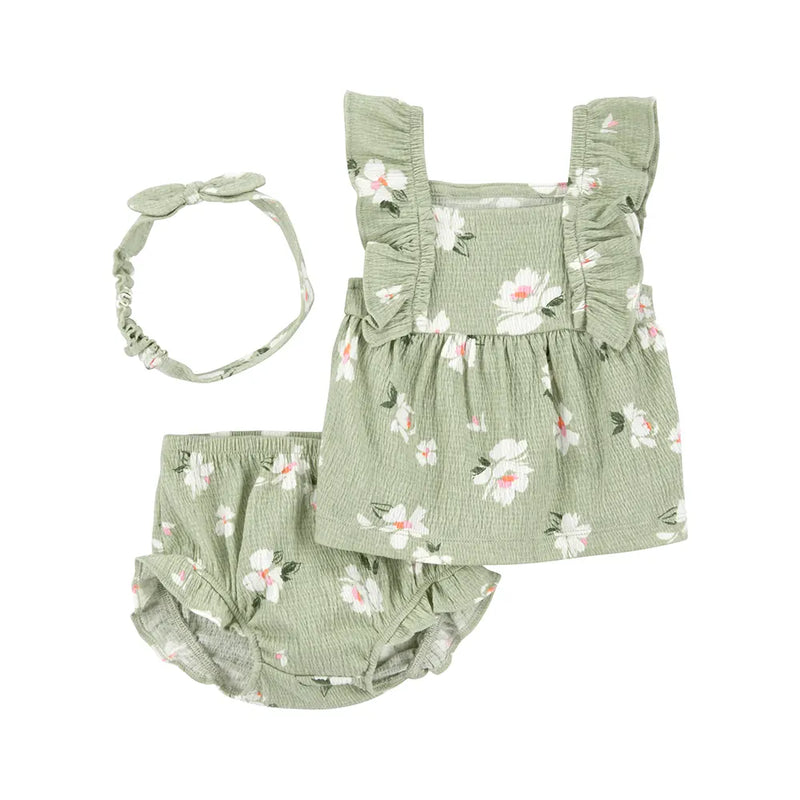 Ensemble 3 Pièces en Gaze Bébé Fille Carter's - Florale