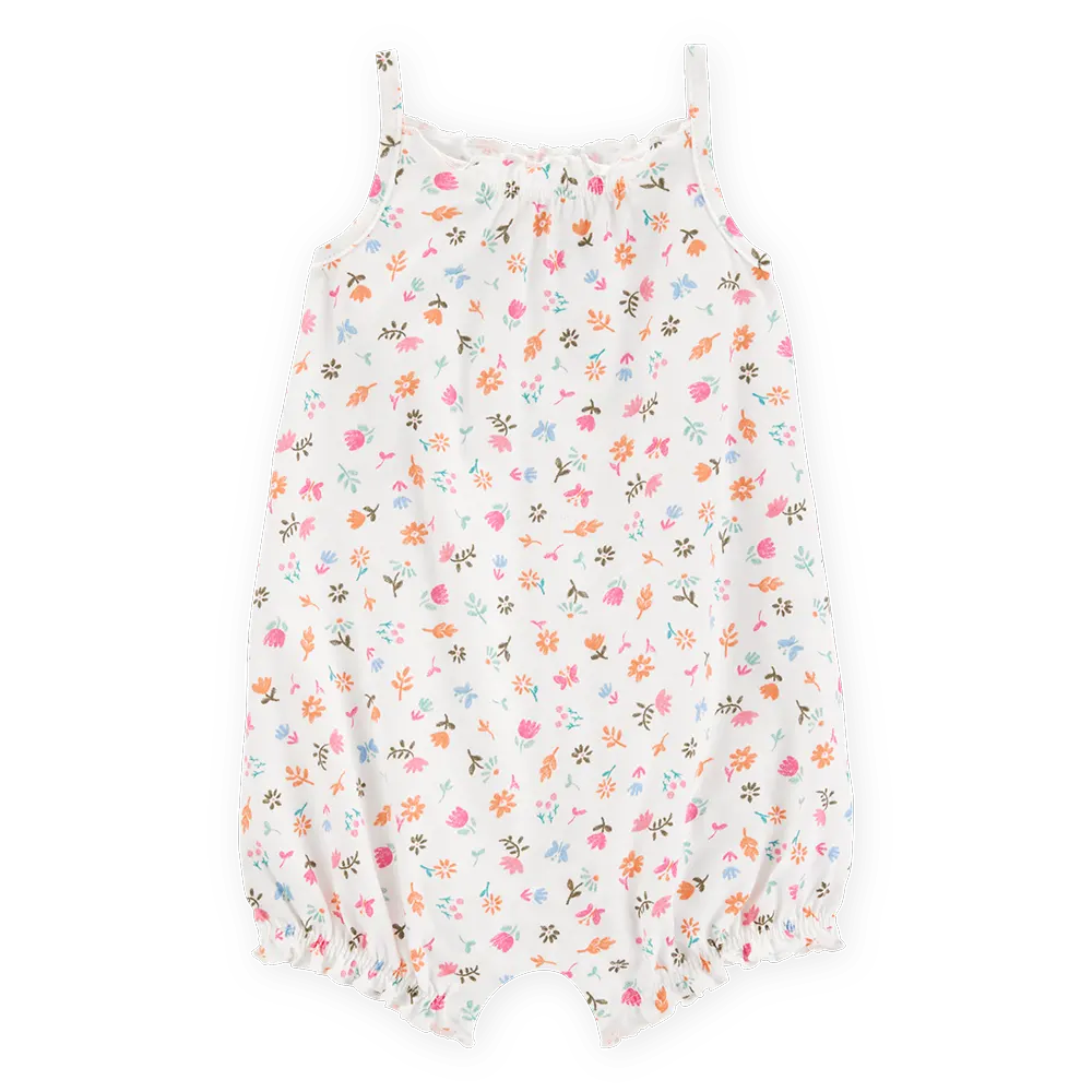 Barboteuse en coton floral pour bébé fille