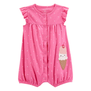 Barboteuse en coton à pression crème glacée bébé fille