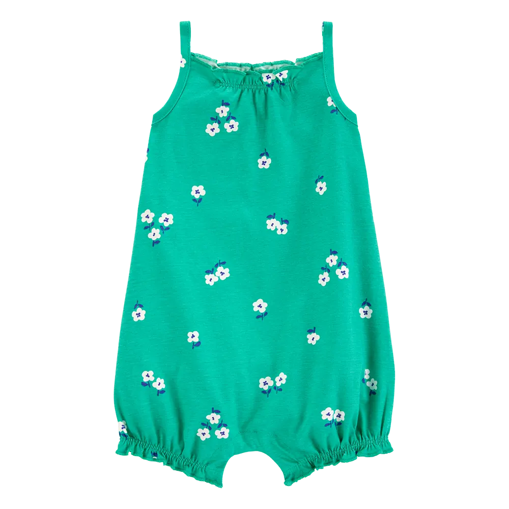 Barboteuse en coton floral pour bébé fille - Vert