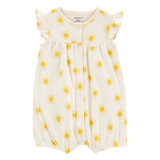 Barboteuse en coton à manches courtes soleil bébé fille