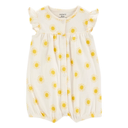 Barboteuse en coton à manches courtes soleil bébé fille