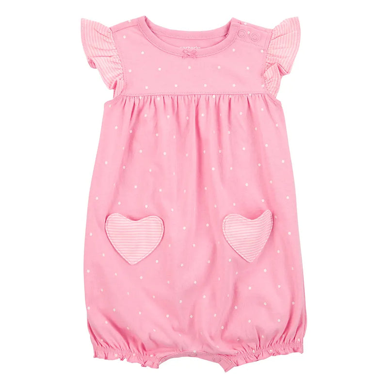 Barboteuse en Coton à Bébé Fille Carter's - Cœurs Rose
