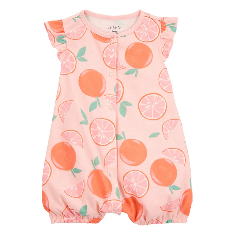Barboteuse à Pression en Coton Bébé Fille Carter's - Orange