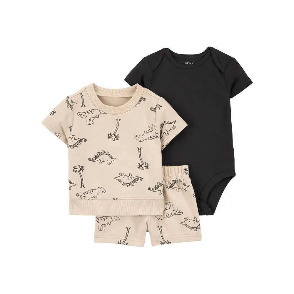 Ensemble 3 pièces dinosaure bébé garçon - Coton