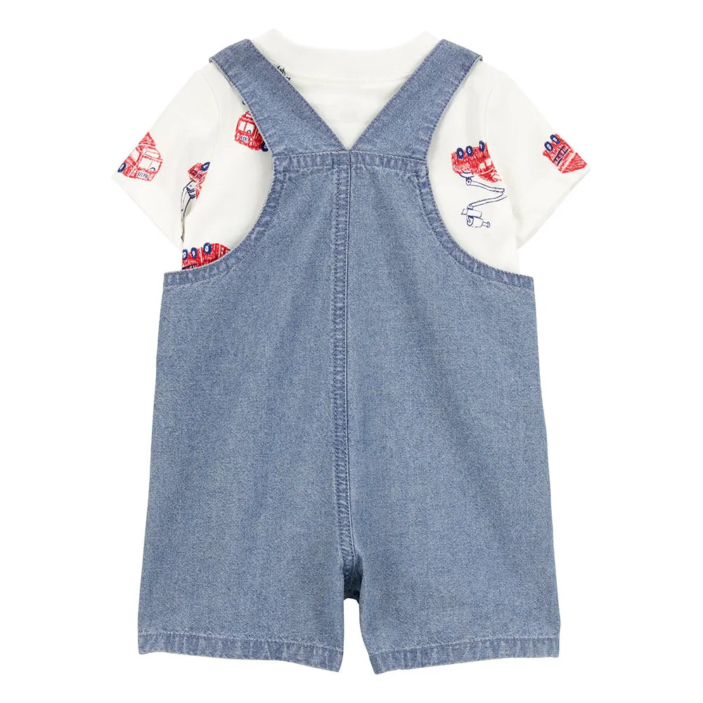 Salopette Courte & T-shirt Bébé Carter's - Pompier