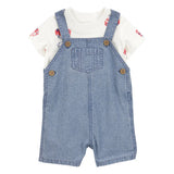 Ensemble salopette courte et t-shirt pompier bébé