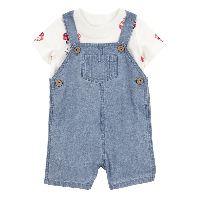 Salopette Courte & T-shirt Bébé Carter's - Pompier