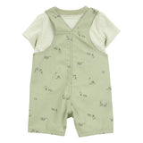 Ensemble t-shirt rayé et salopette courte bébé