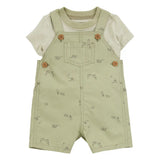 Ensemble t-shirt rayé et salopette courte bébé
