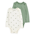 Lot de 2 Bodies PurelySoft Bébé Carter's - Vert & Ivoire