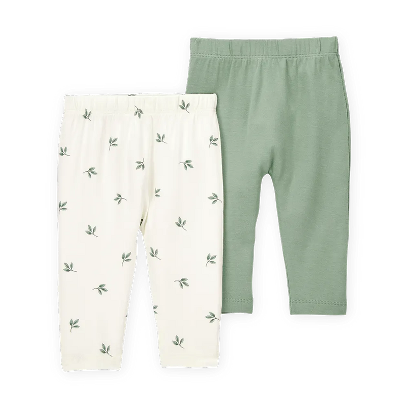 Carter's Baby 2-Pack PurelySoft Pants - Green & Ivory