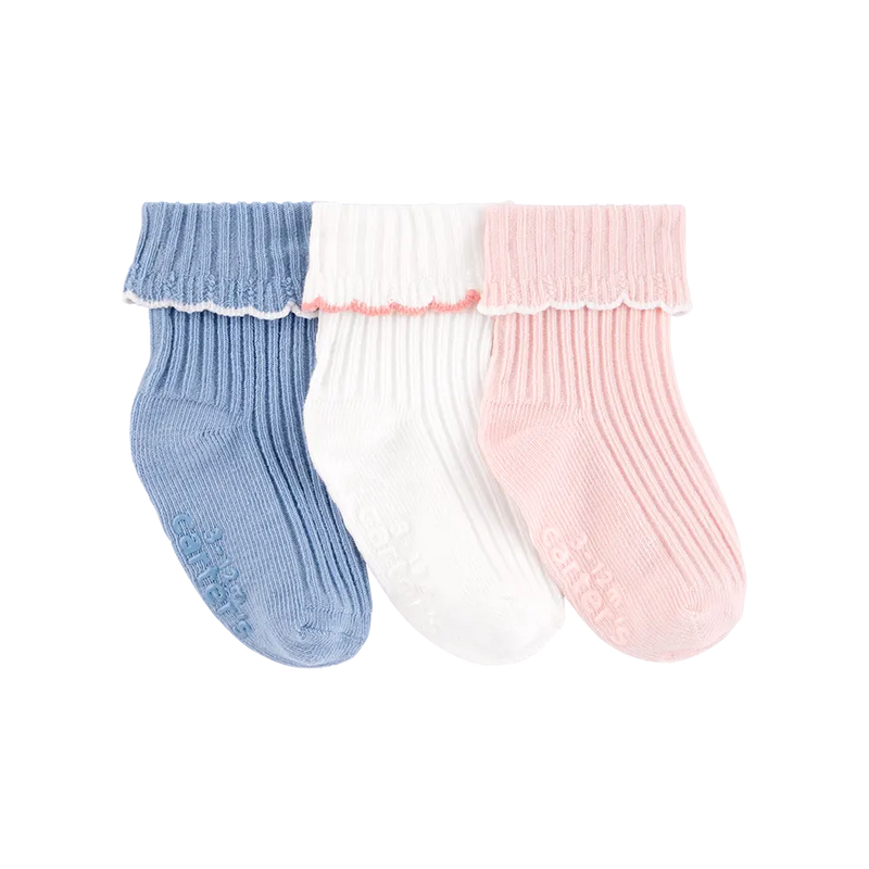 3-Pack Baby Scalloped-Edge Socks